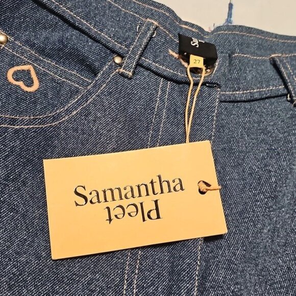 Samantha Pleet High Wasisted Wide Leg Blue Jeans Size 27 New - Picture 3 of 8